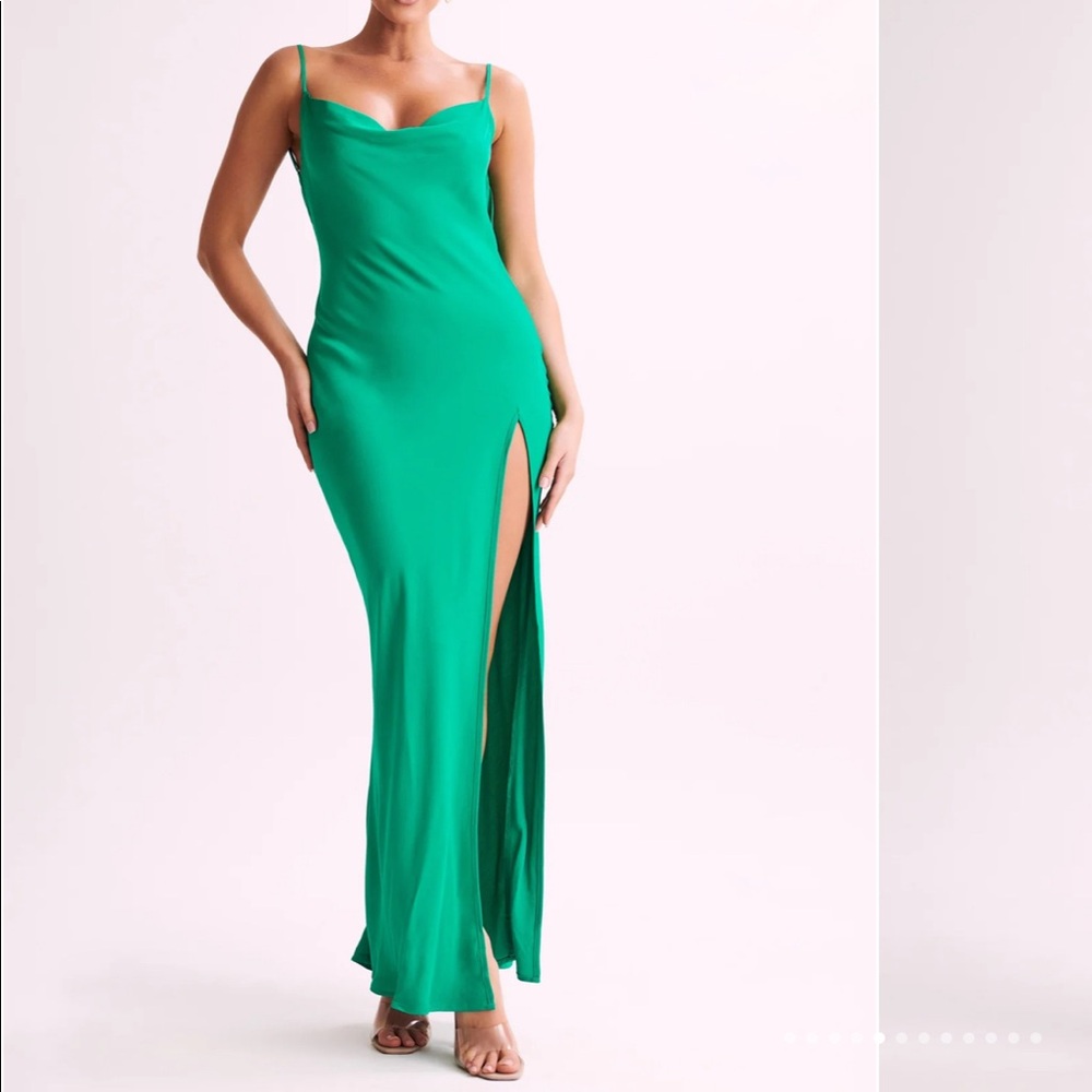 MESHKI jade cowl neck backless maxi dress- green